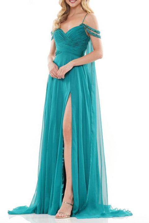 Colors Dress Side-Drapes Long Chiffon A-Line Gown-0
