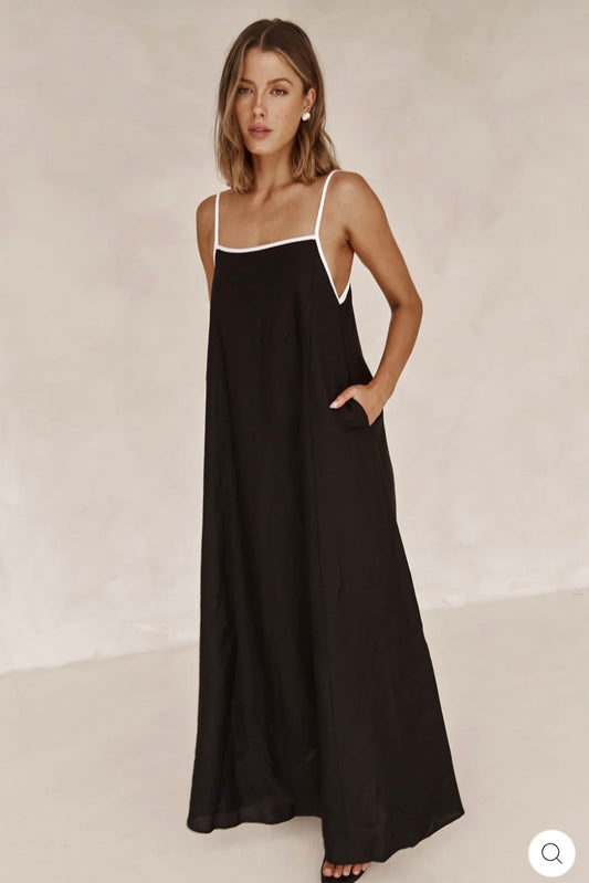 Black & White Cotton Dress | Maxi Dress | Cotton Dress | 100% Organic Cotton-0