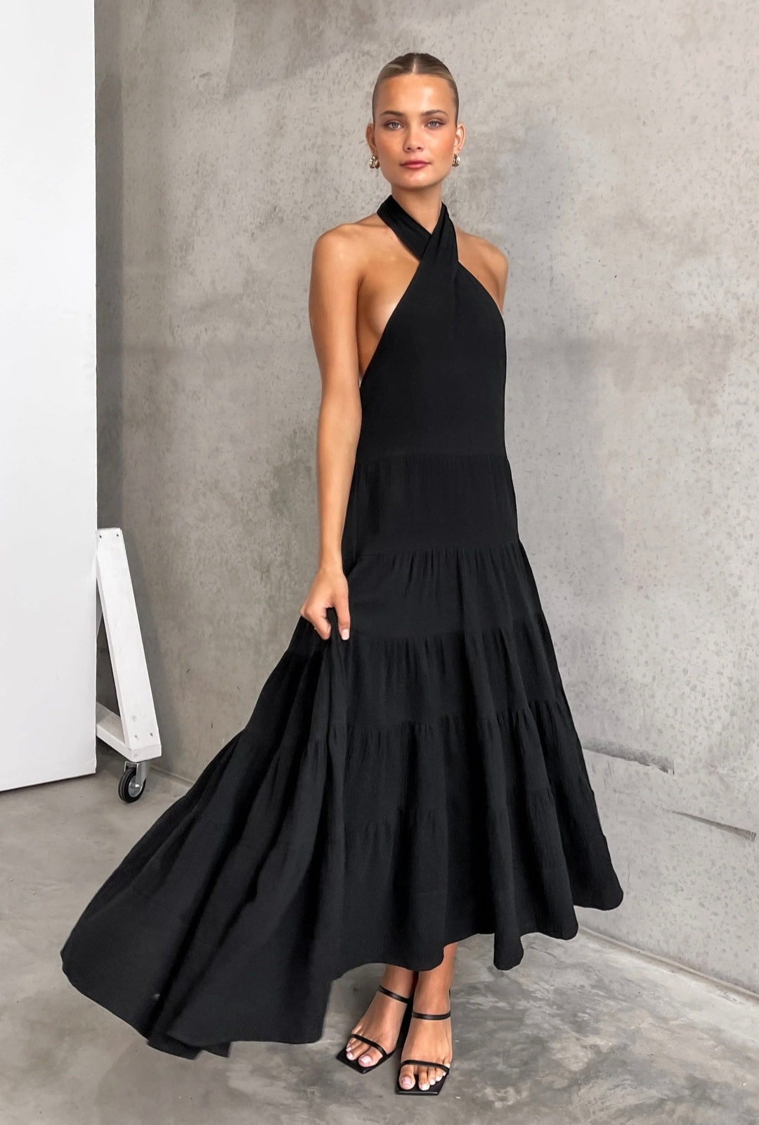 Black Cotton Dress | Maxi Dress | Cotton Dress | Black Dress | Flair Dress-2